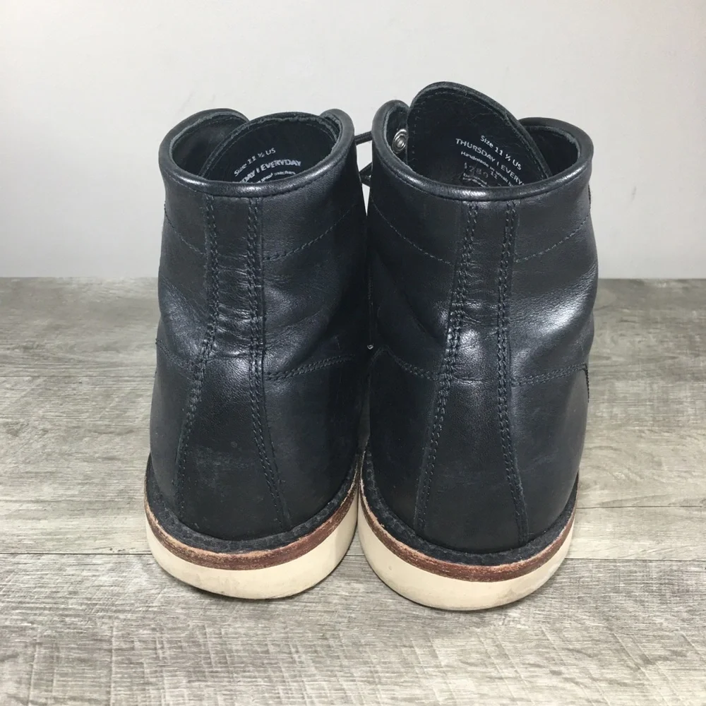 Thursday Boots Diplomat Black Matte Lace-Up Leather Moc Toe Mens Boots Size 11.5